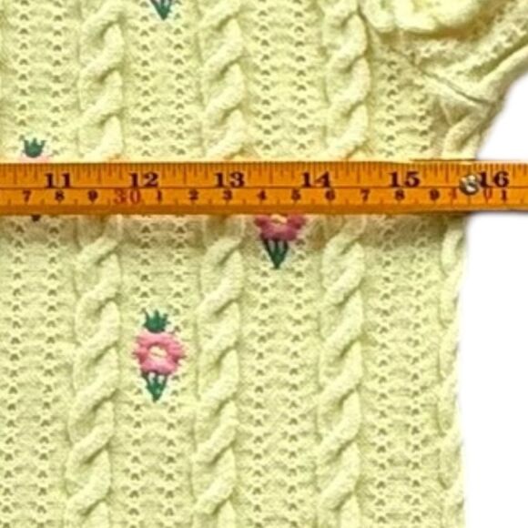Mango Yellow Floral Embroidery Long Sleeve Knit Cardigan Sweater. Medium. NEW. - Picture 4 of 11